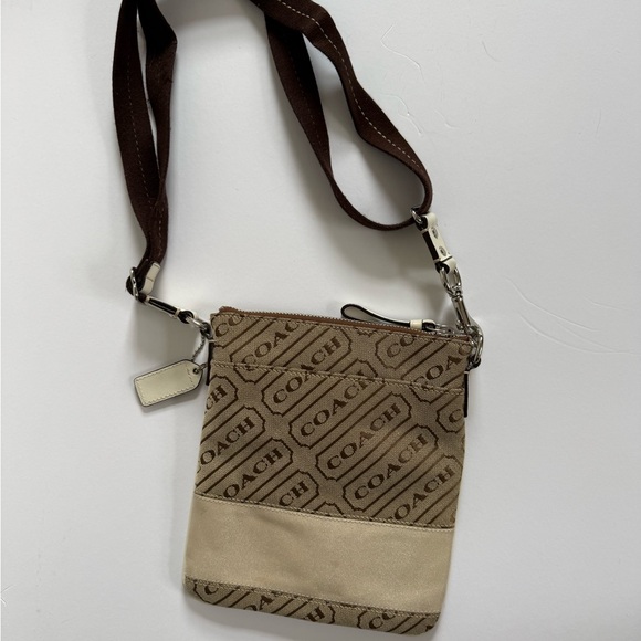 Coach Handbags - Coach Beige and Brown Signature Crossbody Messenger